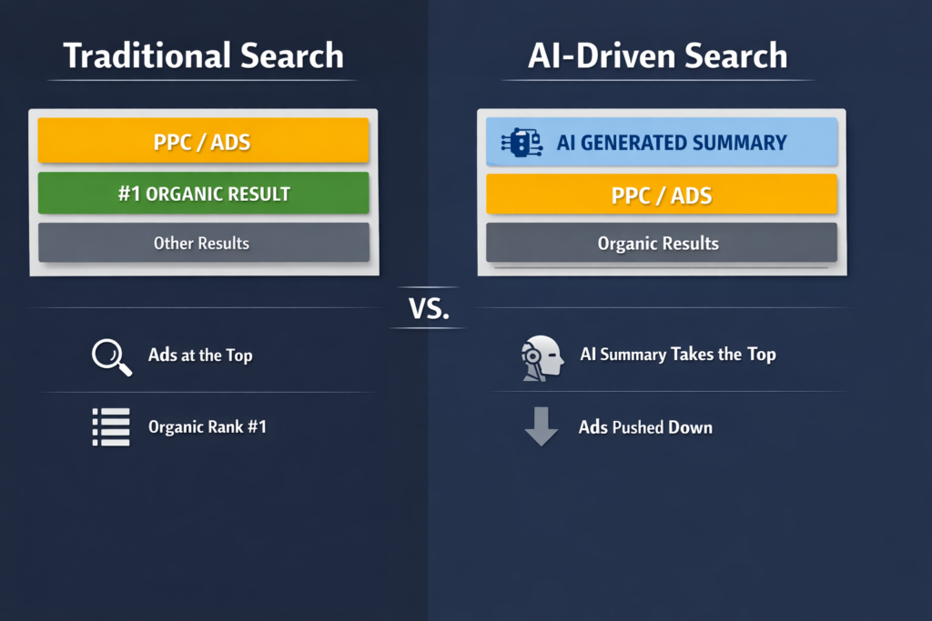 Traditional SEO and PPC vs AI SEO