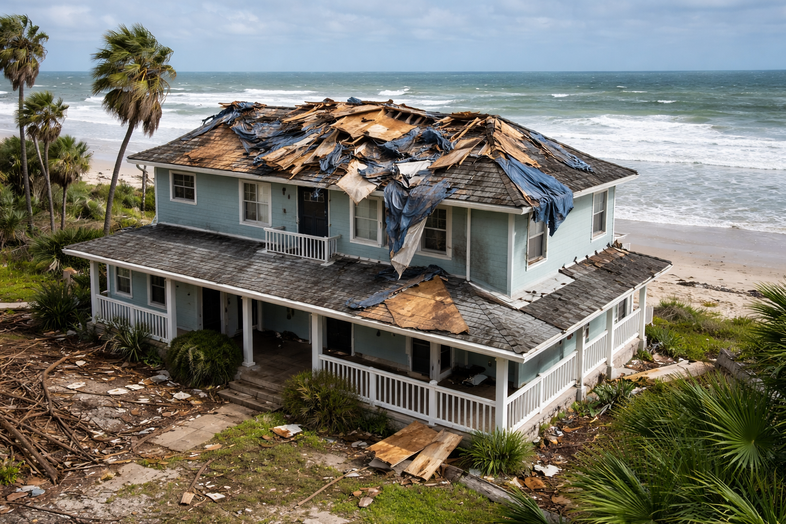 florida damaged roof because or hurricane